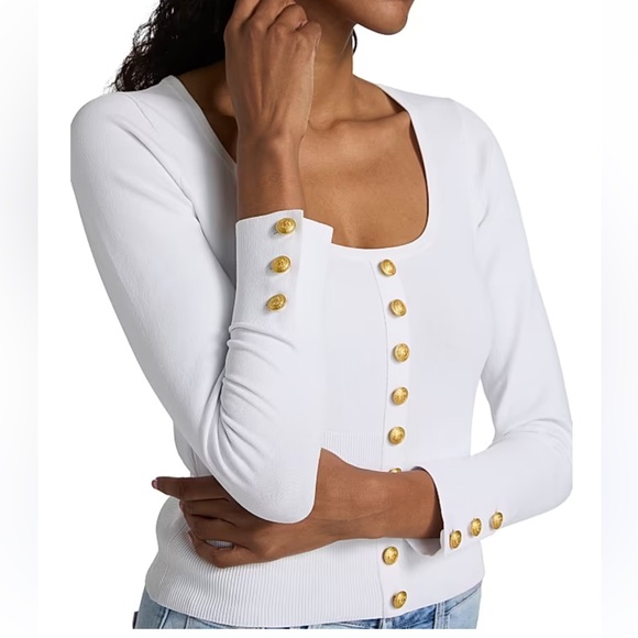 L'Agence Lanetta White Cardigan Top NWT - Picture 2 of 12